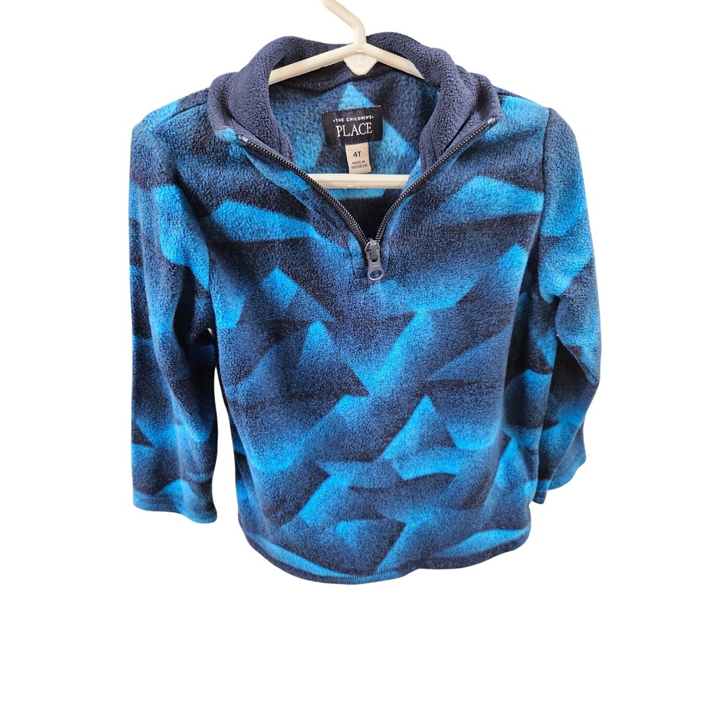 The Children's Place 4T Blue Geometric Print Fleece‎ Pullover Jacket
